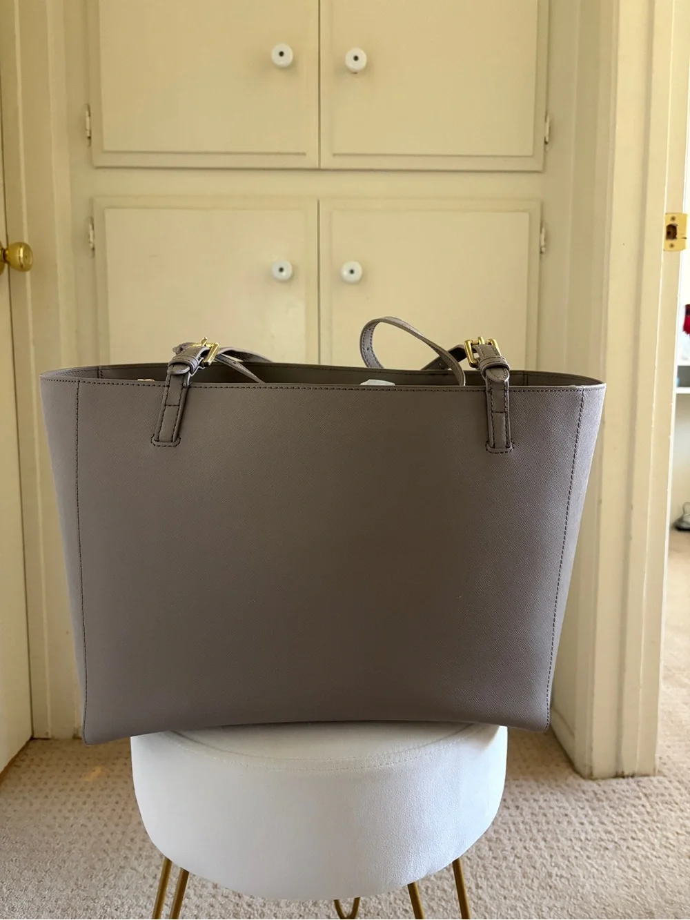 Tory Burch Leather Tote with Gold Logo